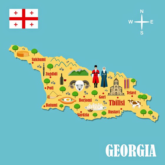 Map of sights in Georgia