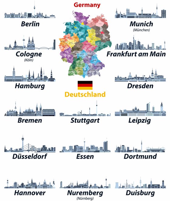 Mapa de lugares de interés en Alemania