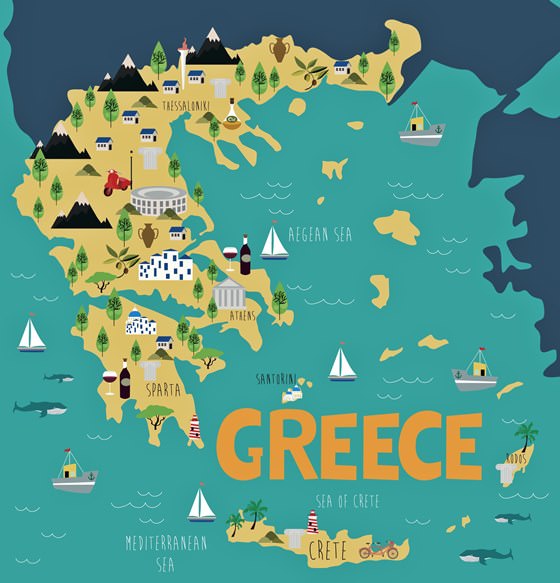 Map of sights in Greece
