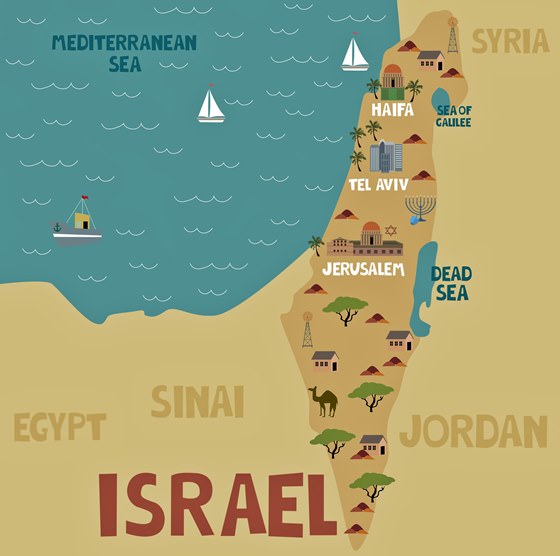Mapa de lugares de interés en Israel