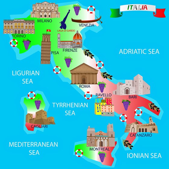 Karte der Sehenswürdigkeiten in Italien