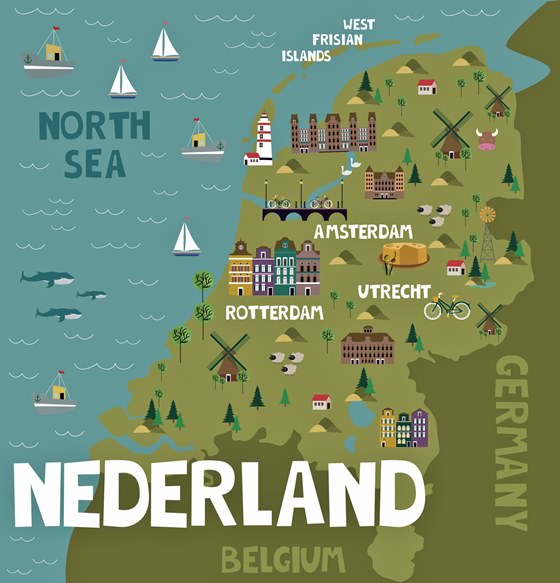 Карта достопримечательностей Голландии