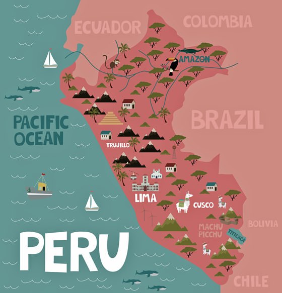 Karte der Sehenswürdigkeiten in Peru