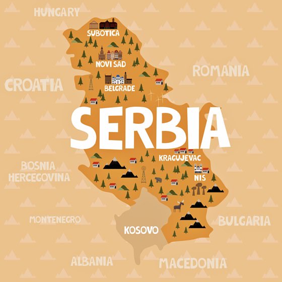 Карта достопримечательностей Сербии