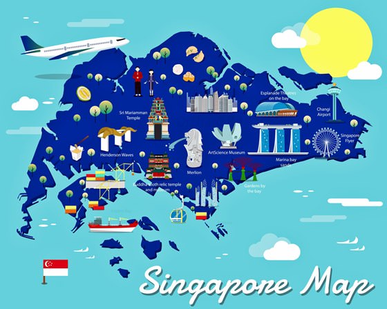 Mapa de lugares de interés en Singapur