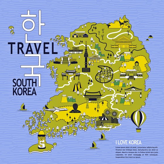 Map of sights in South Korea