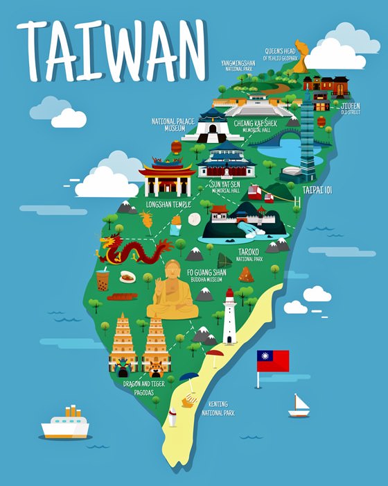 Map of sights in Taiwan