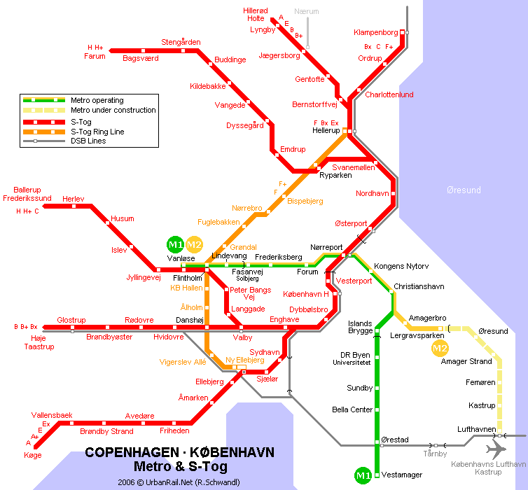 Copenhagen Subway Map For Download Metro In Copenhagen High Resolution Map Of Underground Network