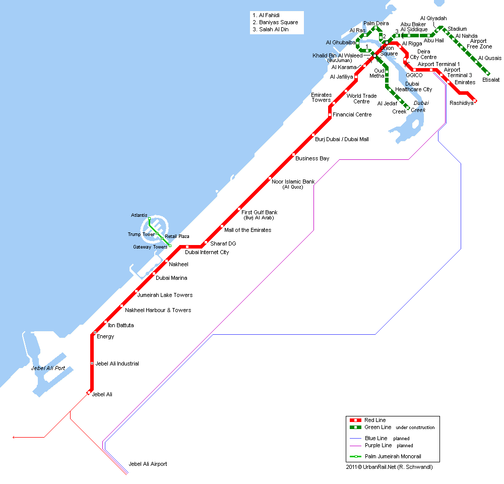 Dubai Map Metro 1 