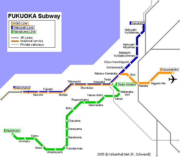 Map of metro in Fukuoka