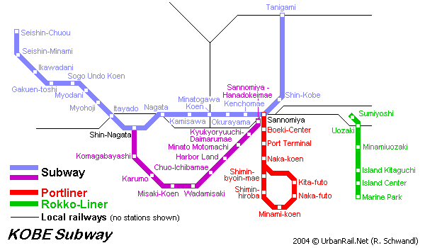 Map of metro in Kobe