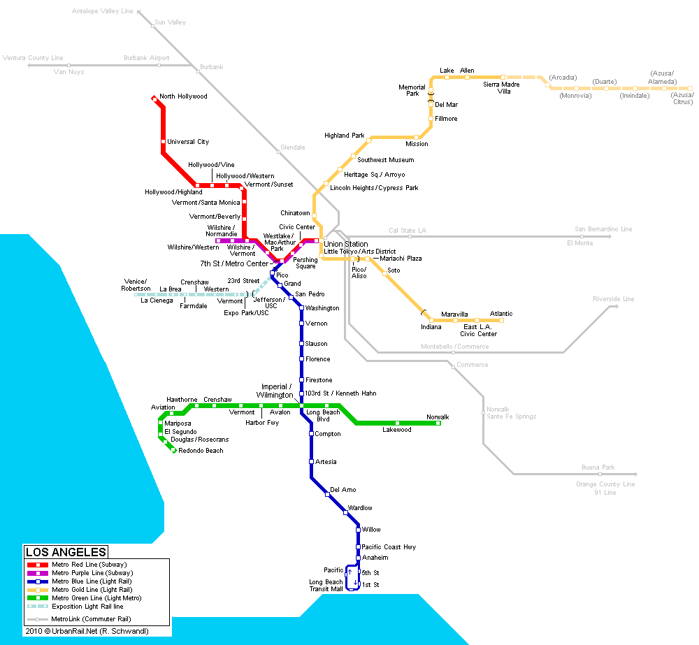 Los Angeles Subway Map For Download Metro In Los Angeles High