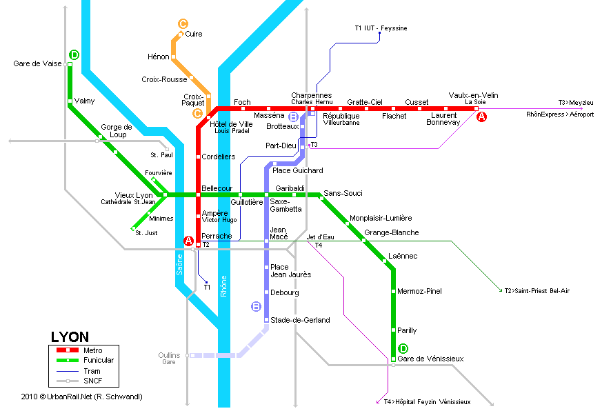 plan de metro lyon