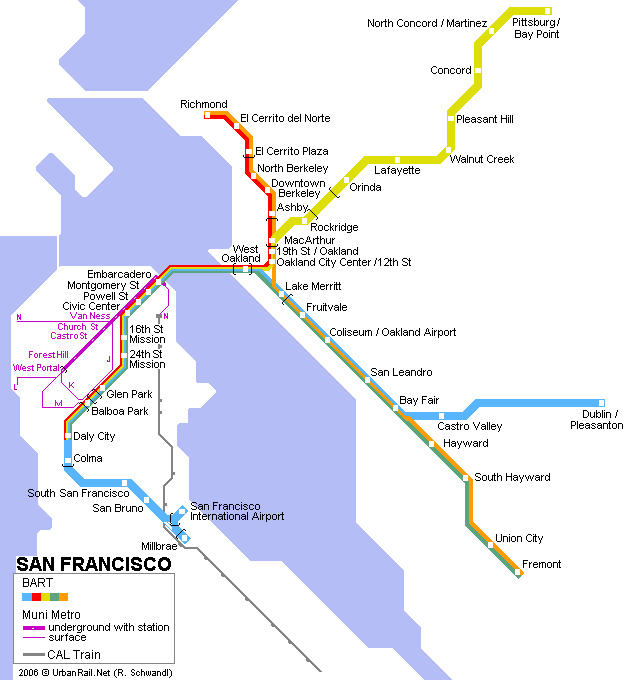 San Francisco Subway Map For Download Metro In San Francisco