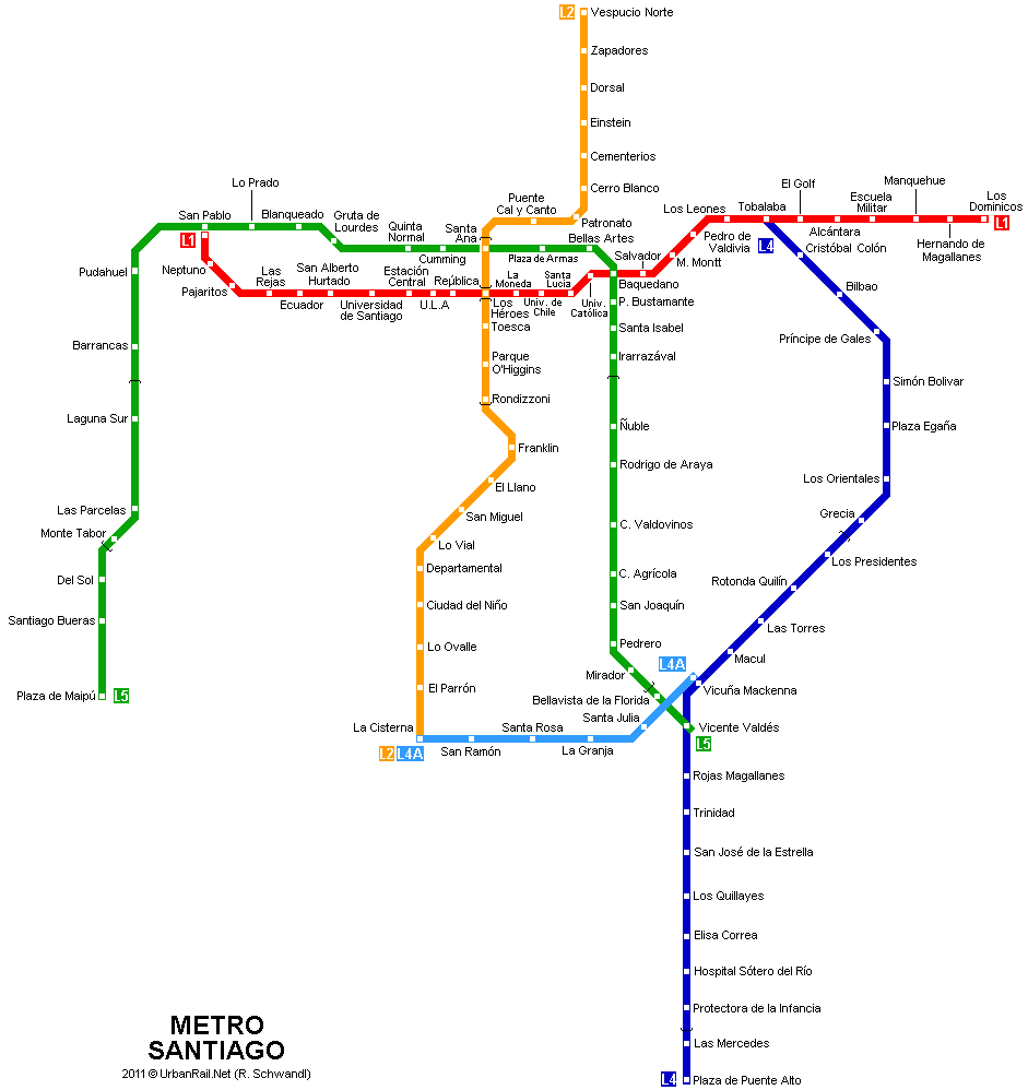 Santiago Subway Map For Download Metro In Santiago High