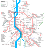 Carte des itinéraires de tram Budapest