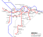 Carte des itinéraires de tram Grenoble