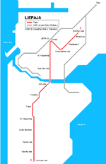 Carte des itinéraires de tram Liepaja
