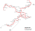 Carte des itinéraires de tram Montpellier