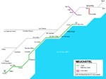 Carte des itinéraires de tram Neuchâtel