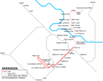 Carte des itinéraires de tram Saragosse