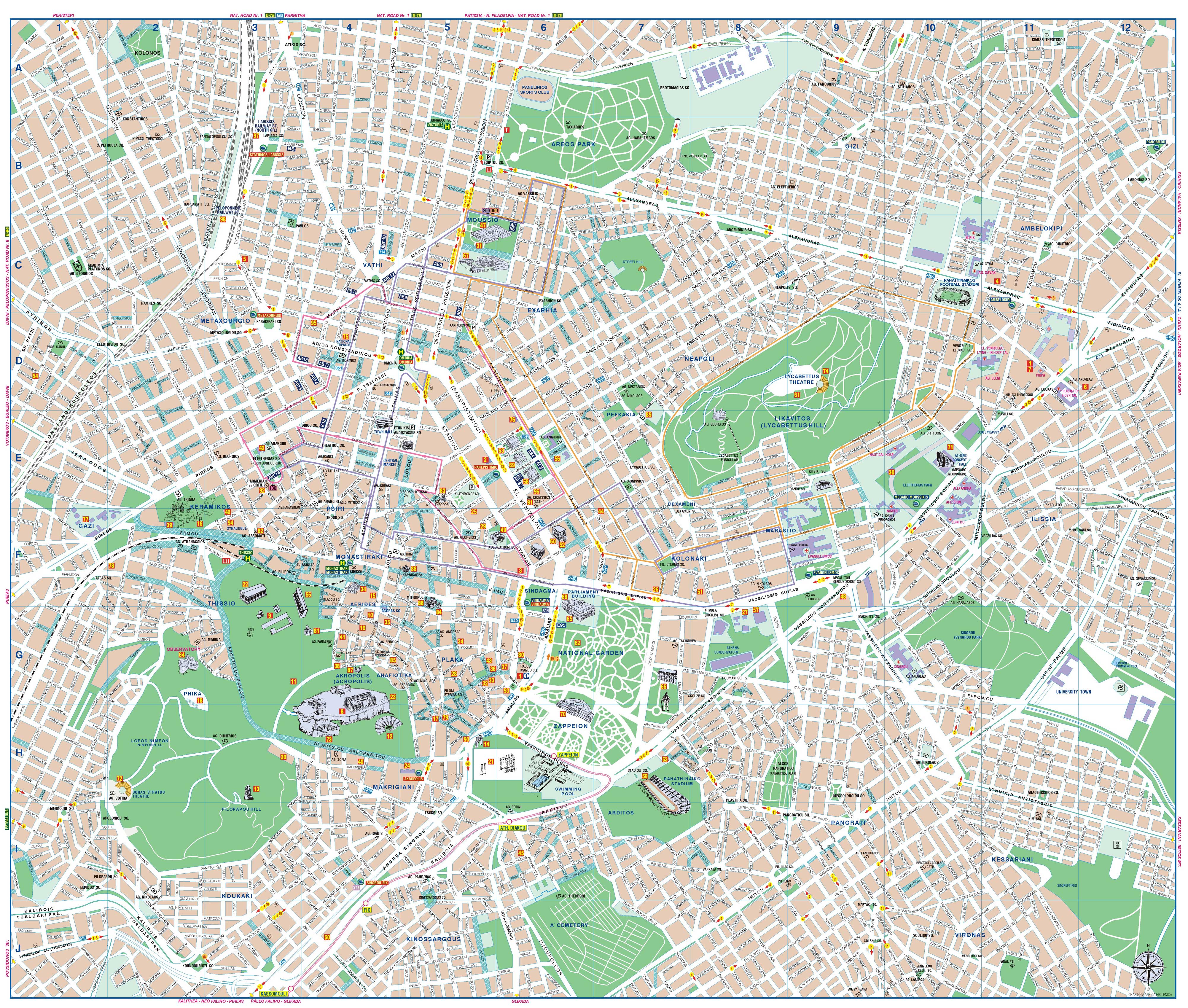 Large Athens Maps for Free Download | High-Resolution and Detailed ...