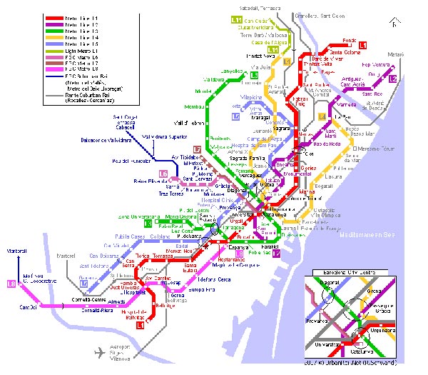 Hoge-resolutie kaart van de metro in Barcelona