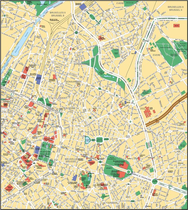 High-resolution large map of Brussels - download for print out