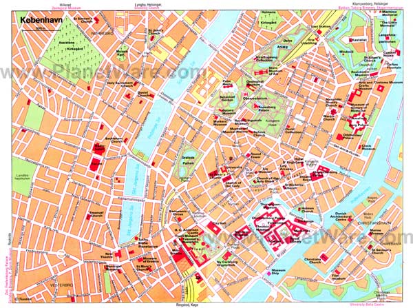 High-resolution large map of Copenhagen - download for print out