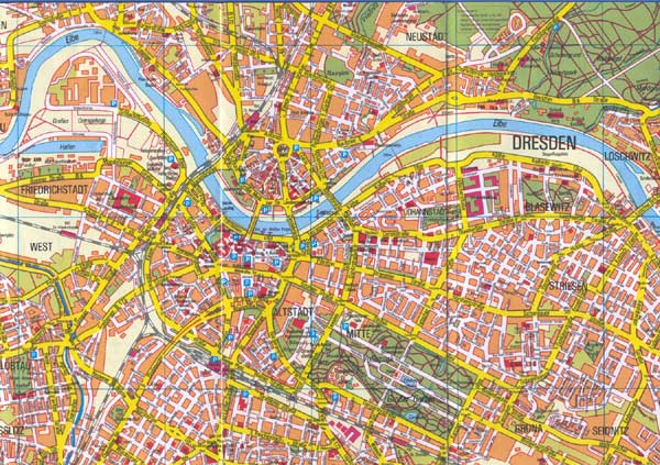 Детальная карта Дрездена - скачать или распечатать