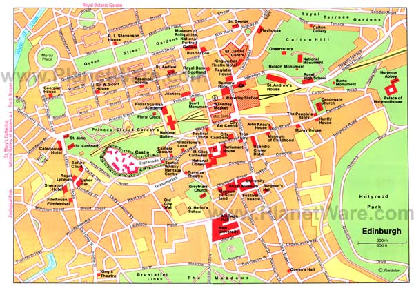 Детальная карта Эдинбурга - скачать или распечатать