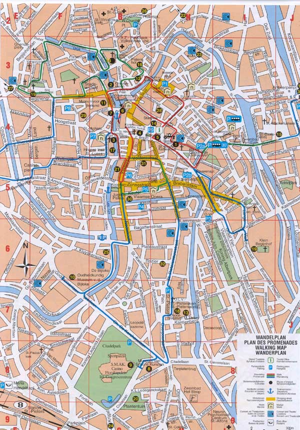 Hoge-resolutie grote stads-kaart van Gent