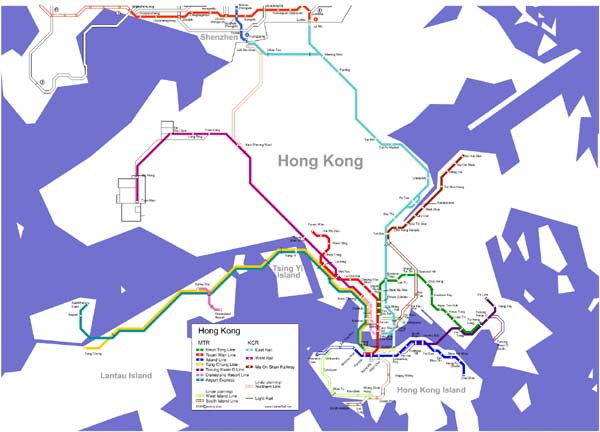 Detailed metro map of Hong Kong - download for print out