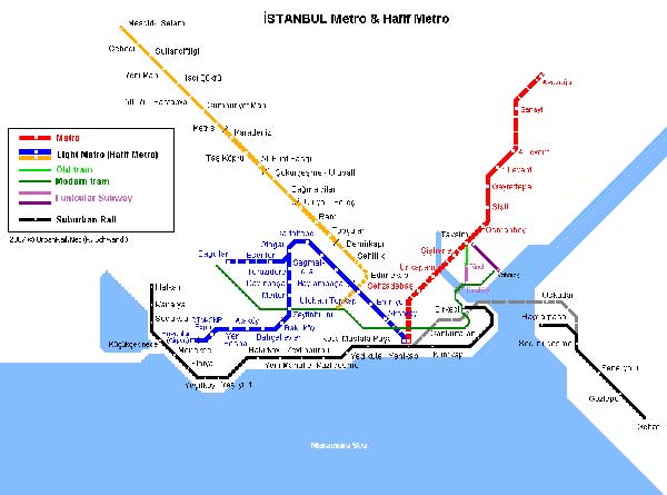 Hoge-resolutie kaart van de metro in Istanbul