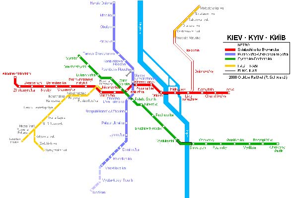 Detailed metro map of Kiev - download for print out