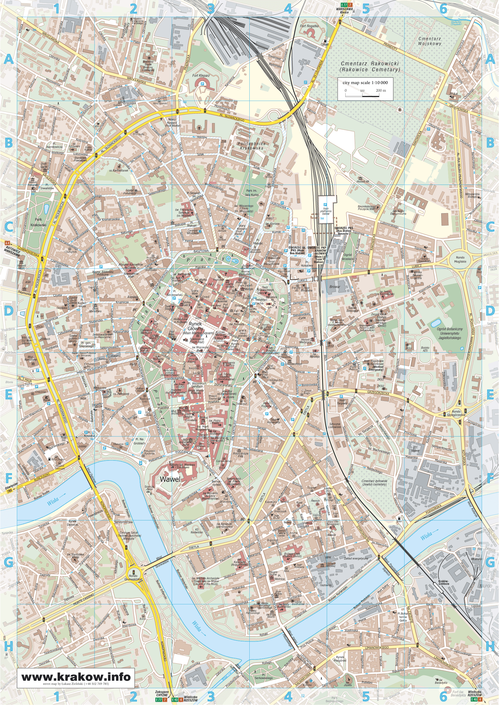 Краков, карта города