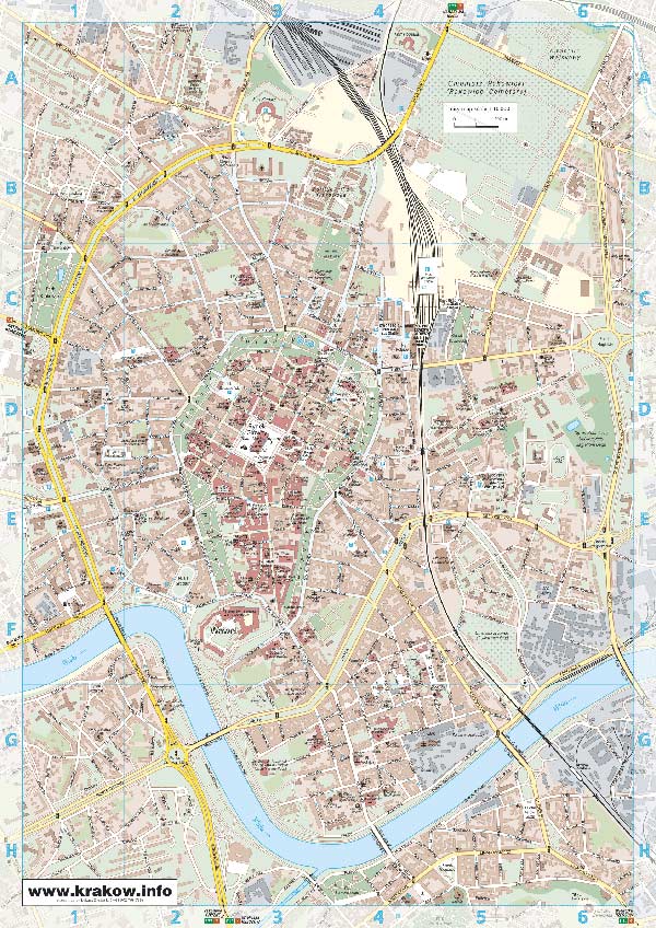 High-resolution large map of Krakow - download for print out