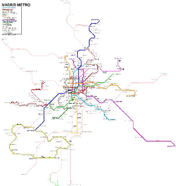 Detailed metro map of Madrid - download for print out