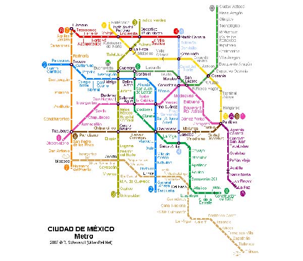 Detailed metro map of Mexico - download for print out