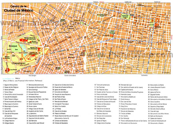 Детальная карта Мехико - скачать или распечатать
