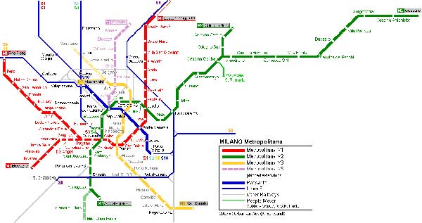Hoge-resolutie kaart van de metro in Milaan