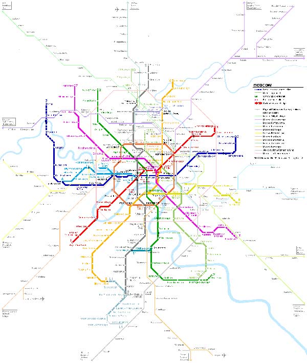 Detailed metro map of Moscow - download for print out