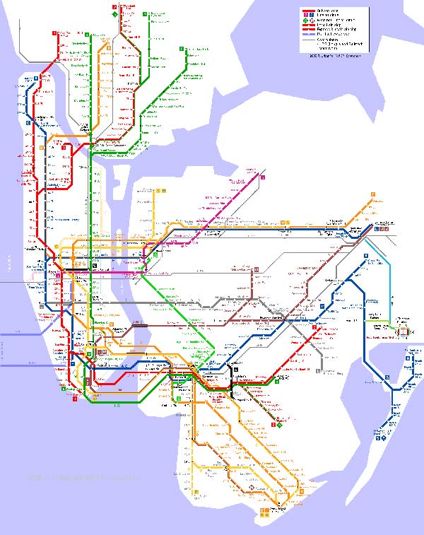 Детальная карта метро Нью-Йорка - скачать или распечатать