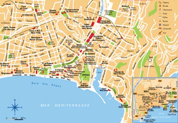 Детальная карта Ниццы - скачать или распечатать