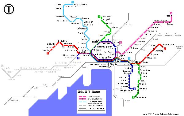Hoge-resolutie kaart van de metro in Oslo
