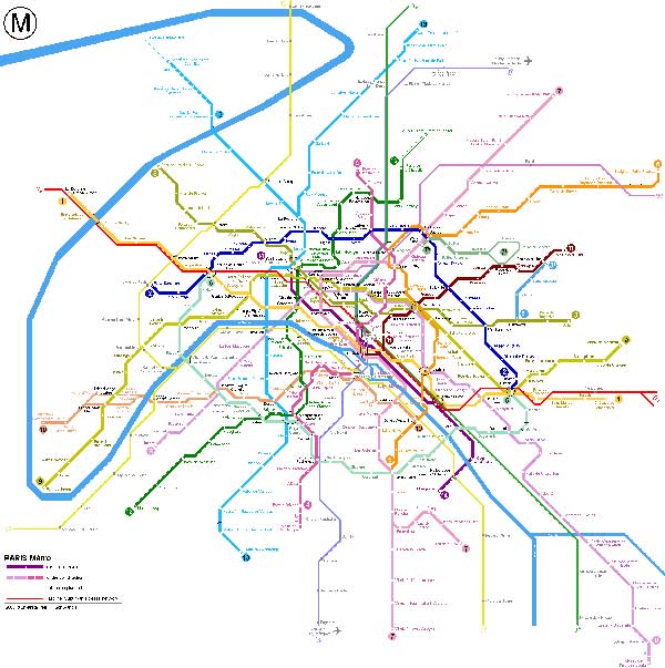 Detailed metro map of Paris - download for print out