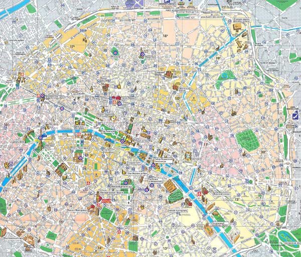 Детальная карта Парижа - скачать или распечатать