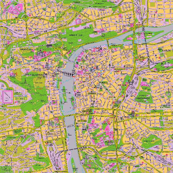 High-resolution large map of Prague - download for print out