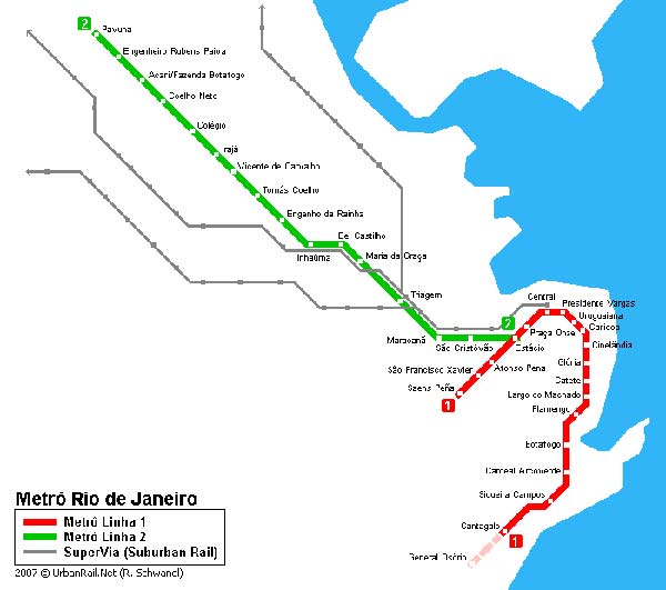 Детальная карта метро Рио-де-Жанейро - скачать или распечатать