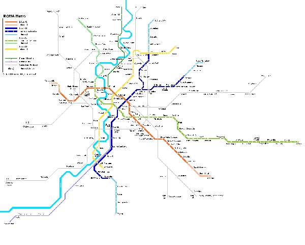 Detailed metro map of Rome - download for print out